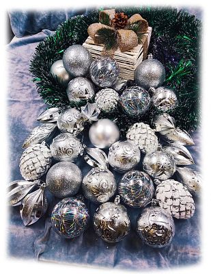 Набор шаров 8 см 33 шт серебристый Р-5118S