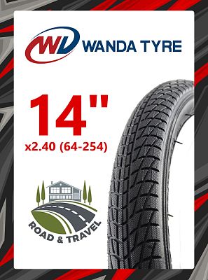 Велопокрышка Wanda 14"x2.40 (64-254) P1023  черный RTRP10230002