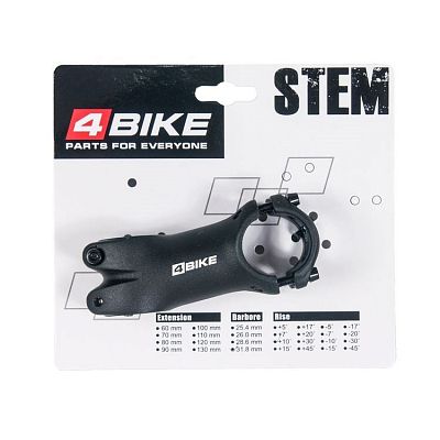 Вынос руля 4BIKE TDS-C302 нерегулируемый +10°, 75 мм, руль 31.8 мм, шток 28.6 мм (под 1" 1/8 вилки),