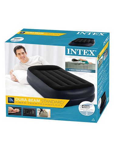 													Надувная кровать INTEX с подголовником и встроенным насосом 191х99х42 см  64122 фото 4