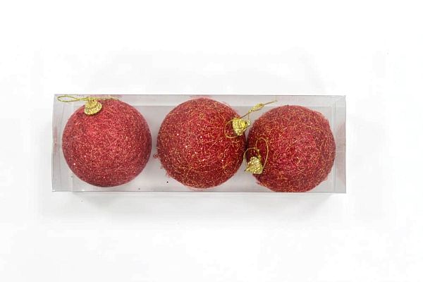 Набор шаров 8 см 3 шт красный 9918170