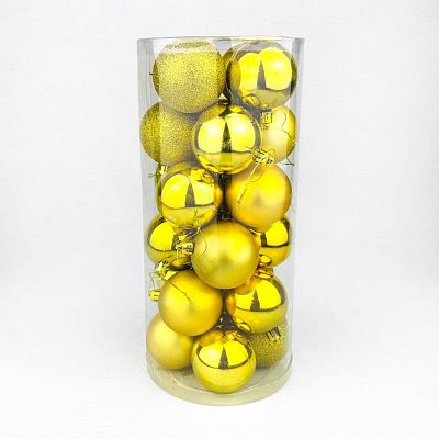 Набор шаров 6 см 24 шт золотой WL-6024gold