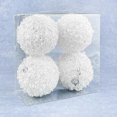 Набор шаров 8 см 4 шт белый 8-113