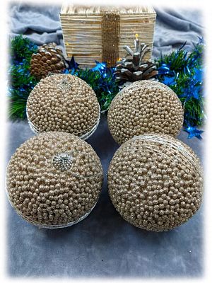 Набор шаров 10 см 4 шт шампань 104-192