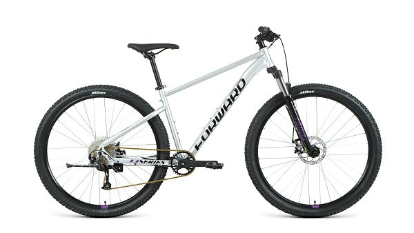 Велосипед горный FORWARD SPORTING 29 XX D 29" 21" 9 ск. серебристый/фиолетовый RBK22FW29992 2022 г.