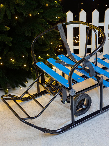 													Санки-коляска детские Погодки Универсал 1 черно-голубой 7361590 фото 7