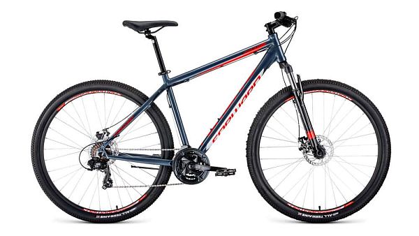 Велосипед горный FORWARD APACHE 2.0 disc 29" 21"  ск. серый/красный  2020