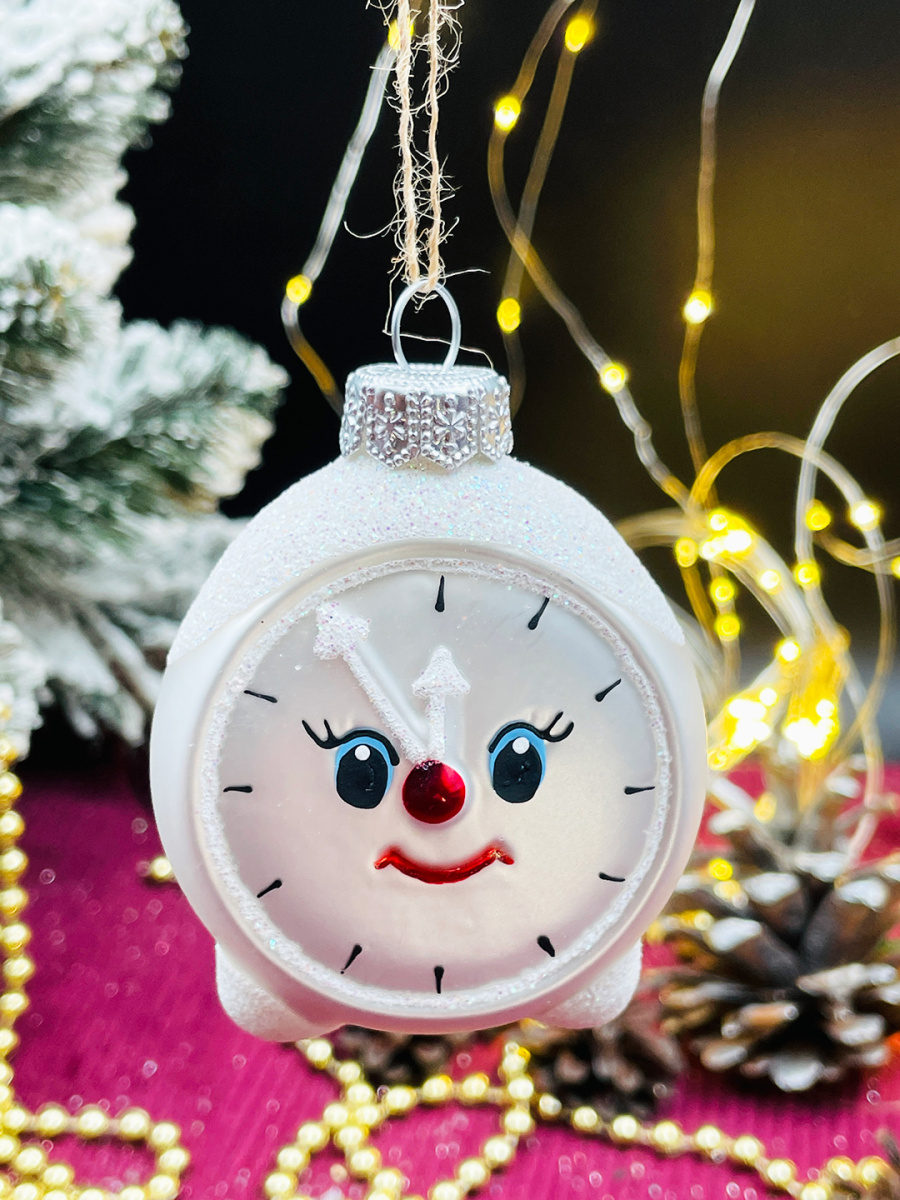 Елочная игрушка Будильник серебристый см, стекло // Будильник Silver Елочная игрушка Будильник серебристый см, стекло // Будильник Silver