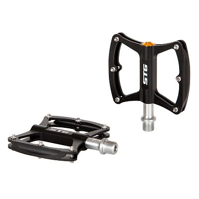 Педали STG BC-PD216, 85x96x20 мм, алюминий с металлическими шипами, 9/16", пром. подшипник, черный Х