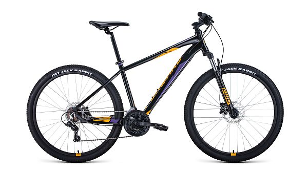 Велосипед горный FORWARD APACHE 3.2 disc 27.5" 21" 21 ск. черный/оранжевый RBKW1M37G059 2021