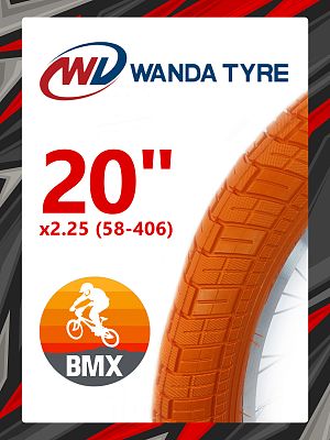Велопокрышка Wanda 20"x2.25 (58-406) P1225 BMX  оранжевый P-1225WDOrange