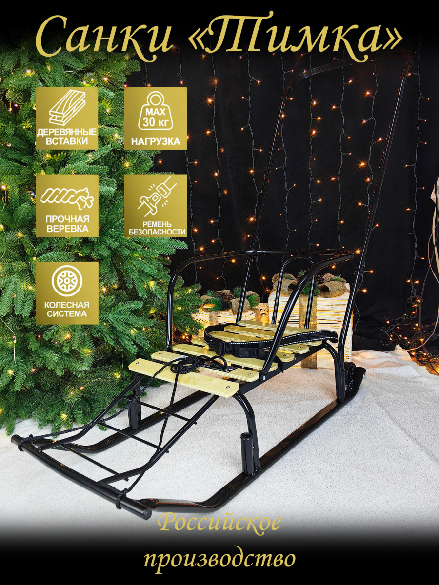 Санки с ручкой детские Тимка 5 комфорт черный 9234892/Т5К/Ч Санки с ручкой детские Тимка 5 комфорт черный 9234892/Т5К/Ч