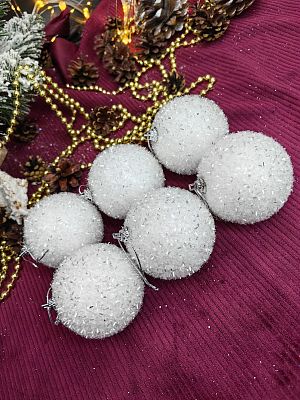 Набор шаров 6 см 6 шт белый TT-012