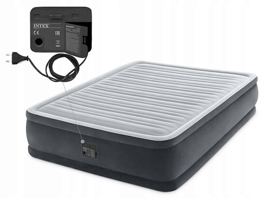 Надувной матрас INTEX Comfort-Plush 152х203х33 см серый 67770