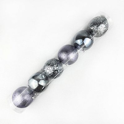 Набор шаров 10 см 6 шт серый 9201-3s