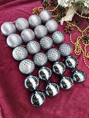 Набор шаров 6 см 24 шт серый 60AGV24-H09GR