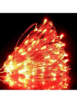 Светодиодная нить Роса 10 м м, красный 100 LED, , провод , К130-820