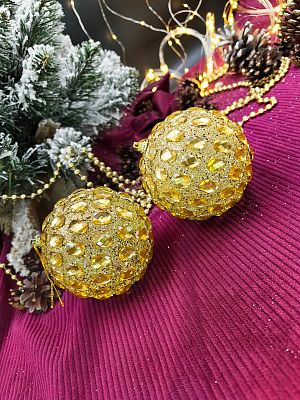 Набор шаров 10 см 2 шт золото 165725