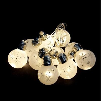 Светодиодная нить Роса 2,5 м 10 ламп под цоколь 27Е (90 LED) белый теплый  K130-481 Светодиодная нить Роса 2,5 м 10 ламп под цоколь 27Е (90 LED) белый теплый  K130-481