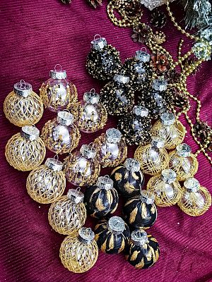 Набор шаров 5,5 см 25 шт золото/черный Р-7241