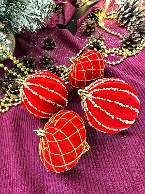 Набор шаров 8 см 4 шт красный 406-15/22-19