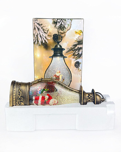 													Новогодний фонарик музыкальный Дед Мороз и олень 35 см Р-5030-А фото 5