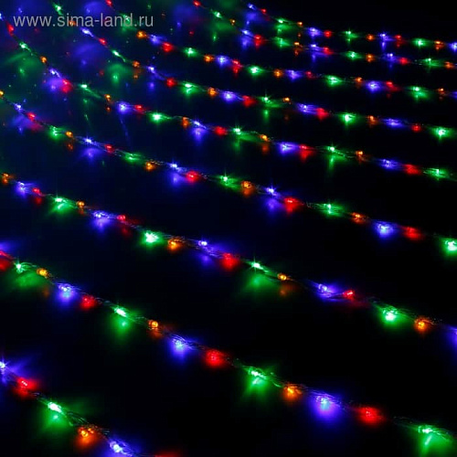 													Светодиодный занавес умный дождь 784 LED (56 LED в каждой струне, 14 струн) LED 2х3 м МИКС 2018935