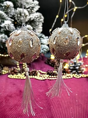 Набор шаров 6 см 2 шт шампань Р-7412