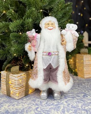 Дед Мороз  45 см розовый, серебристый S1086-18