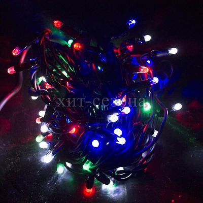 Светодиодная гирлянда нить 10 м, цветной (RGB) 100 LED пост. свеч., статичный с FLASH эффектом, пров Светодиодная гирлянда нить 10 м, цветной (RGB) 100 LED пост. свеч., статичный с FLASH эффектом, пров