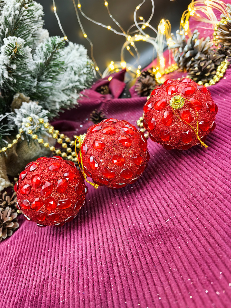 Набор шаров 8 см 3 шт красный 165726 фото 2 Набор шаров 8 см 3 шт красный 165726 фото 2