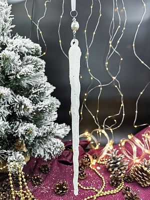 Подвеска на елку Сосулька  матовый белый 29 см MG24487 Подвеска на елку Сосулька  матовый белый 29 см MG24487