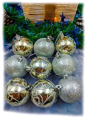 Набор шаров 6 см 9 шт серебристый 60SGV09-301S