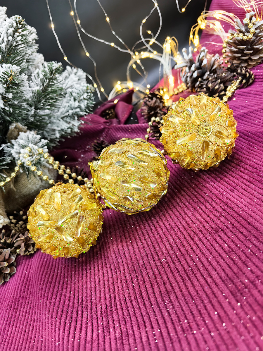 Набор шаров 8 см 3 шт золото 165731 фото 2 Набор шаров 8 см 3 шт золото 165731 фото 2