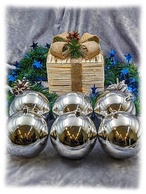 Набор шаров 10 см 6 шт серебряный 100SP06-01S