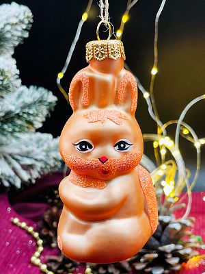 Елочная игрушка Белочка золото/оранжевый 10 см, стекло  // Белочка GOLD OR