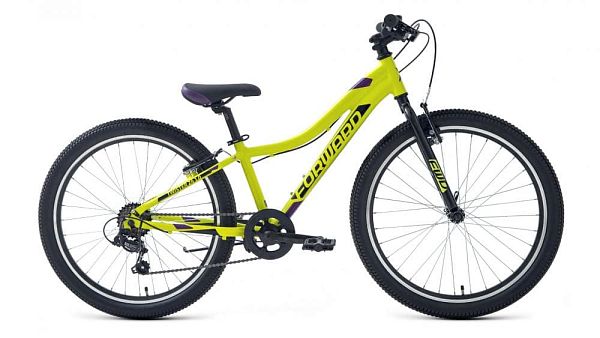 Велосипед горный FORWARD TWISTER 24 1.2 24" 12" 7 ск. зеленый/фиолетовый RBKW1J347023 2021