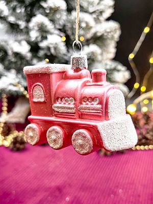 Елочная игрушка Паровозик  розовый 6 см Par/plas/PINK