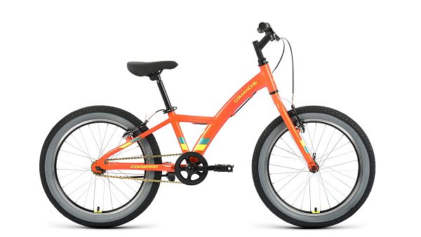 Велосипед горный FORWARD COMANCHE 20 1.0 20" 10,5" 1 ск. оранжевый/желтый RBK22FW20573 2022 г.