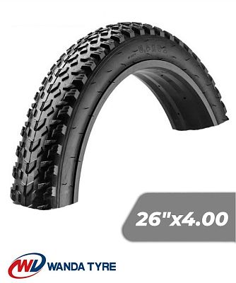 Велопокрышка Wanda 26"х4.0 (100-559) P1258 для Fat-Bike  черный RTRP12580001