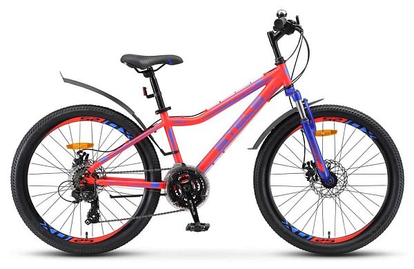 Велосипед горный STELS Navigator 410 MD 24" 13" 21 ск. неоново-красный LU078953 