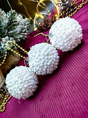 Набор шаров 8 см 3 шт белый 10-73