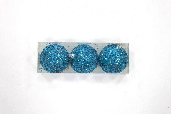 Набор шаров 8 см 3 шт голубой 9918185