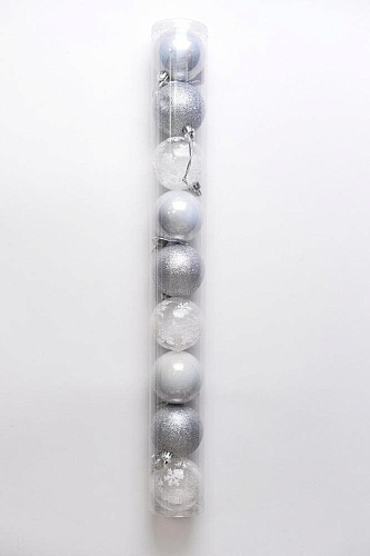 													Набор шаров 6 см 9 шт серебро со снегом 60UGV09-136SILVER