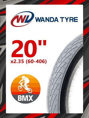 Велопокрышка Wanda 20"x2.35 (60-406) P-1023 BMX  серый/черный P-1023WDGrayBlack
