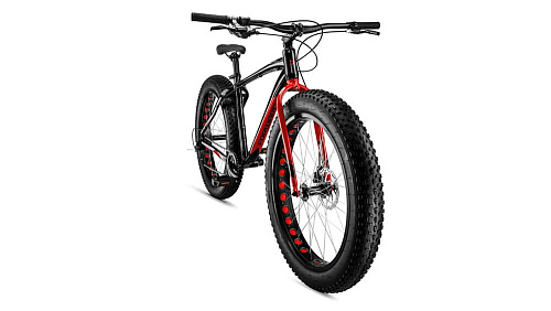 													Велосипед Fat Bike FORWARD Bizon 26" 18" черный/красный  2019 фото 2
