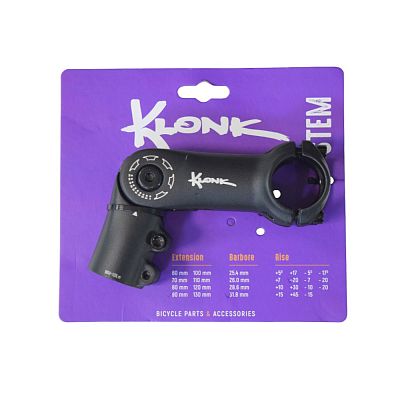 Вынос руля KLONK Bicycle stem регулируемый 0+90°, 90 мм, руль 31.8 мм, шток 28.6 мм (под 1" 1/8 вилк