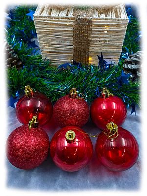 Набор шаров 6 см 6 шт красный 60TGUV06-01R