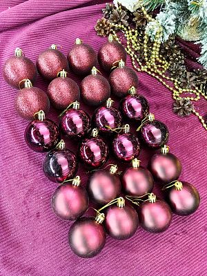 Набор шаров 6 см 24 шт вино 60AGV24-02Wine