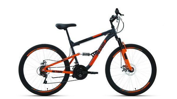 Велосипед горный ALTAIR MTB FS 26 2.0 disc 26" 18" 18 ск. темно-серый/оранжевый RBKT1F16E020 2021 г.